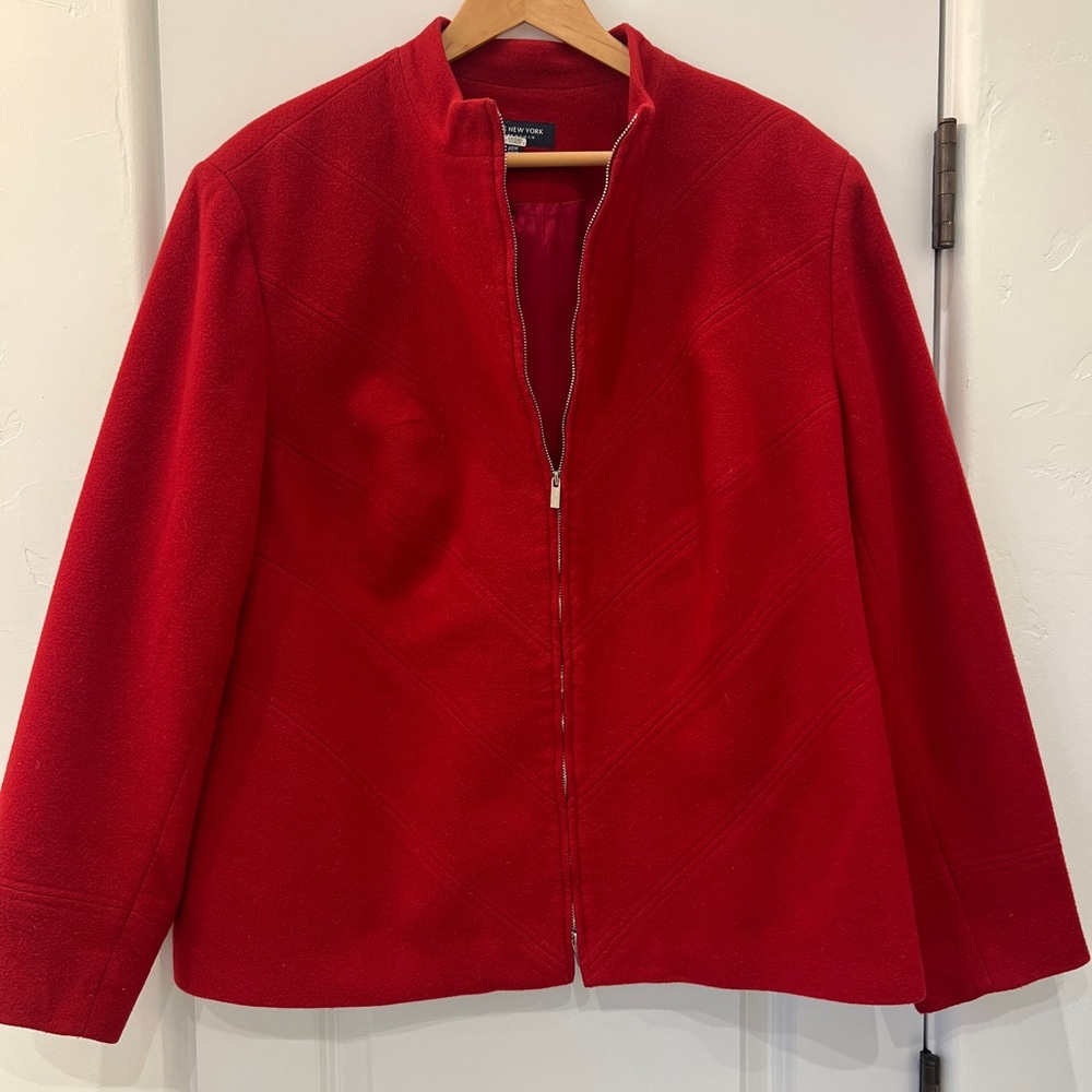 Jones New York Vibrant Red Wool Blazer